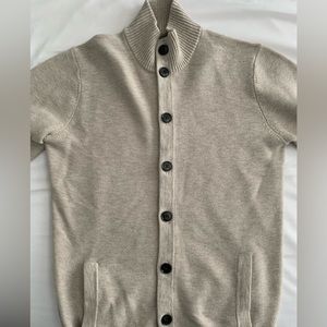 RW&Co Beige mock-neck button up cardigan - small